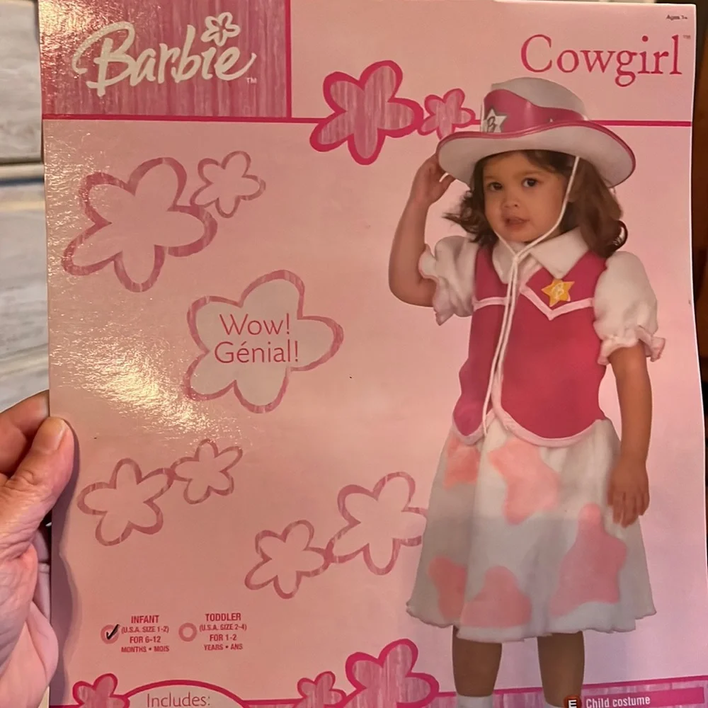 Infant BARBIE COWGIRL Halloween costume. New in package. 6-12 month old